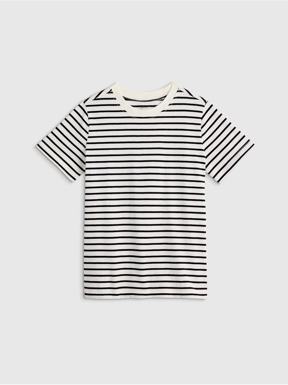 Quince Black and White Striped Short Sleeve Tee